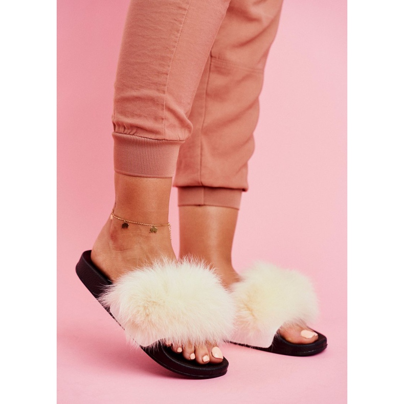 SEA Pantofole da Donna con Pelliccia Bianco Belmondo bianca nero 1