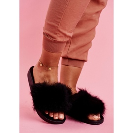 PS1 Pantofole da donna con pelliccia Nero Belmondo 1