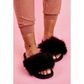 PS1 Pantofole da donna con pelliccia Nero Belmondo 2