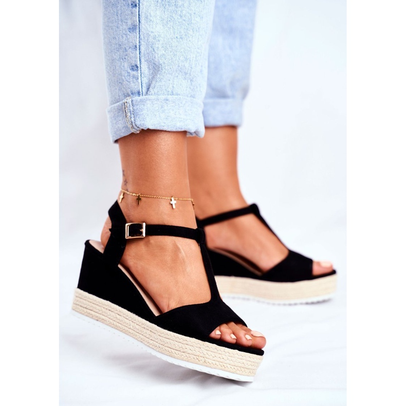 SEA Sandali Donna Con Zeppa Nero Papillon 1