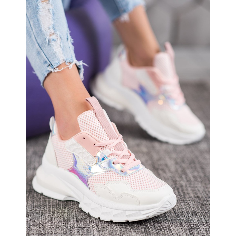 Mannika Sneakers alla moda con rete rosa 1