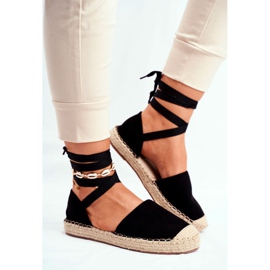 SEA Espadrillas da donna, legate con lino, Black Bonjour nero 1