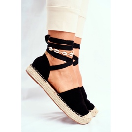 SEA Espadrillas da donna, legate con lino, Black Bonjour nero 2