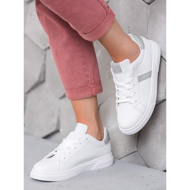 SHELOVET Scarpe Sportive Con Glitter bianca 2