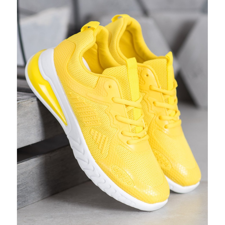 Ideal Shoes Scarpe allacciate con rete giallo 1
