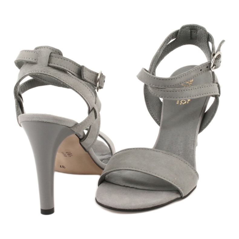 Espinto Sandali femminili in pelle grigia sul perno S333/5 grigio 3