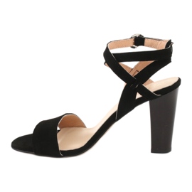 Espinto Sandali da donna in pelle nera sul post S333/1 nero 1