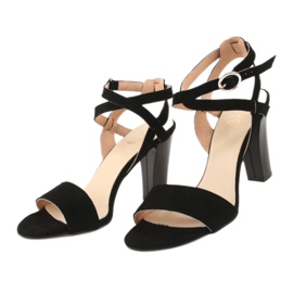 Espinto Sandali da donna in pelle nera sul post S333/1 nero 2