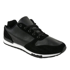 Sneakers casual da uomo nere 302-5 nero 1