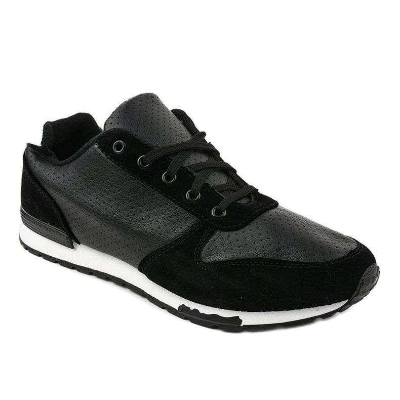 Sneakers casual da uomo nere 302-5 nero 1