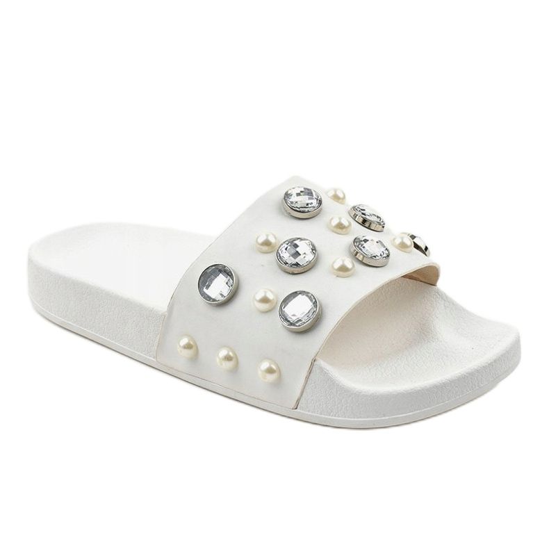 Pantofole bianche con perle H-6567 bianca 1