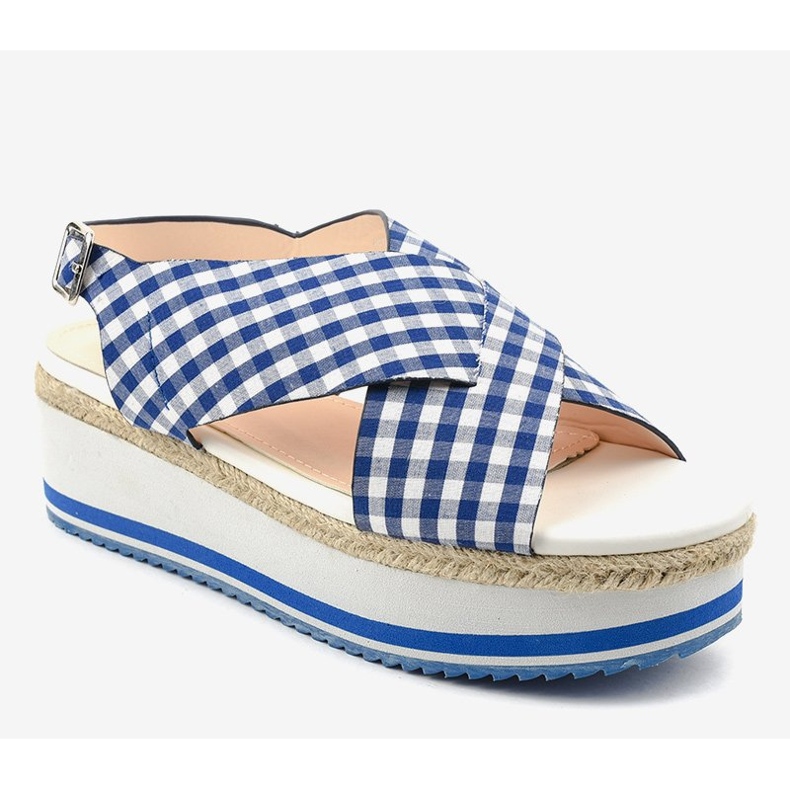 Sandali blu scuro sulla piattaforma 1508-13 1