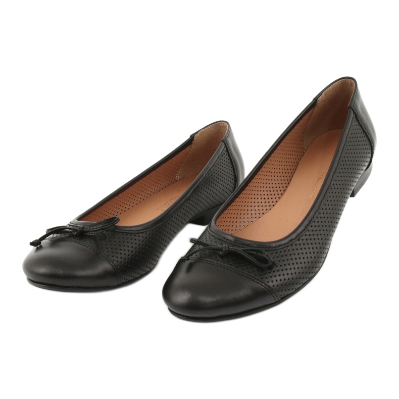 Ballerine nere traforate con fiocco Angello 761 nero 2