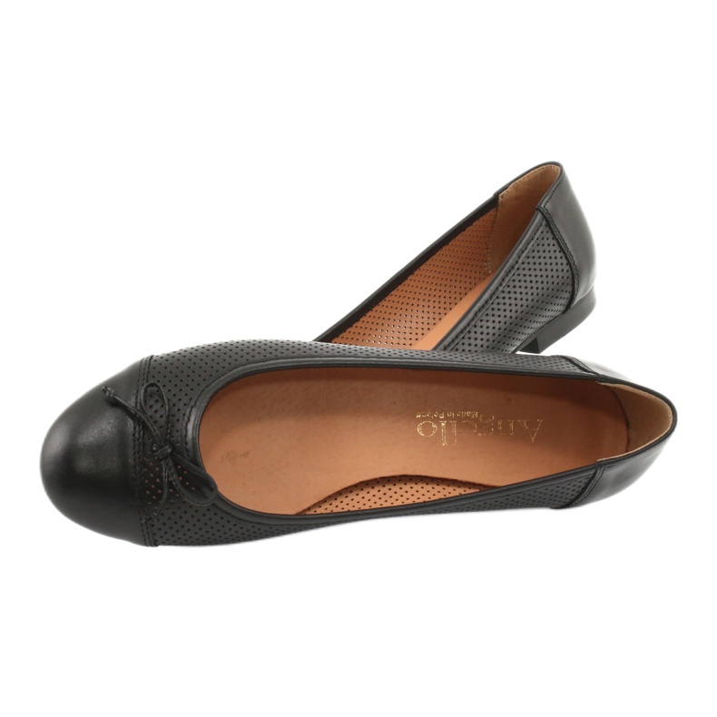 Ballerine nere traforate con fiocco Angello 761 nero 4