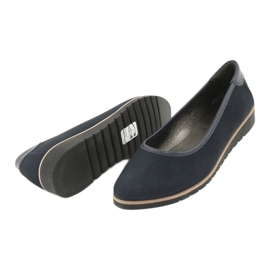 Angello Ballerine in pelle femminile con spicchi 1348 blu navy 3