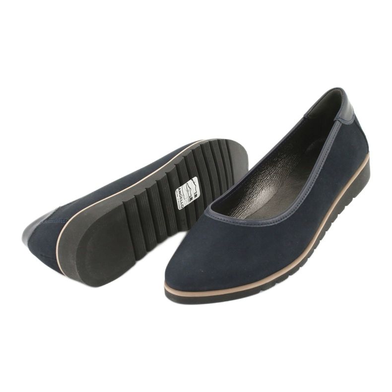 Angello Ballerine in pelle femminile con spicchi 1348 blu navy 3