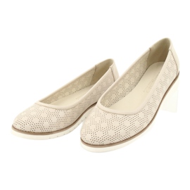 Angello Women's Openwork Beige Ballerinas1832 2