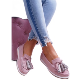 EVE Mocassini Donna, Pelle Scamosciata Con Frange, Batista Rosa 2