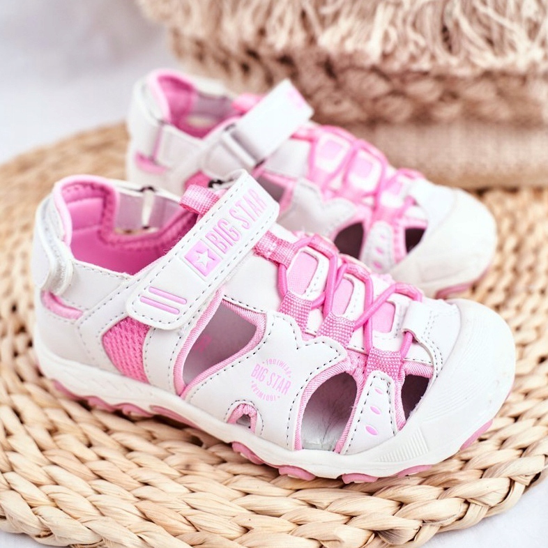 Sandali da Bambino Big Star Con Velcro Bianco FF374207 rosa 1