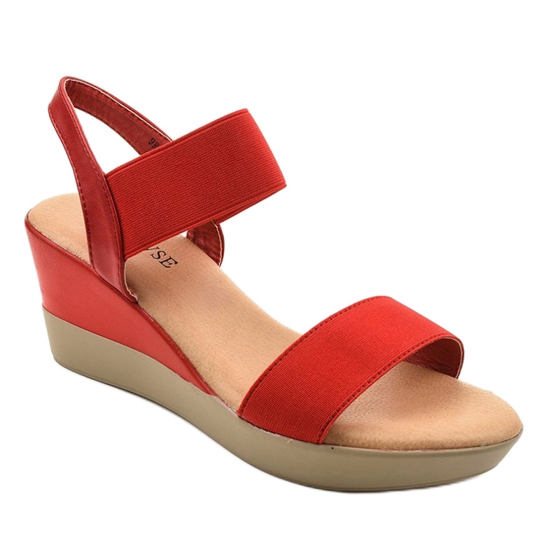 Sandali rossi con zeppa 9R170 rosso 1