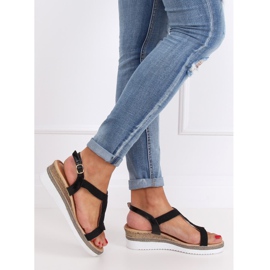 Sandali neri su zeppa nera L6629 Black nero 1