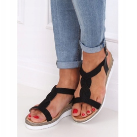 Sandali neri su zeppa nera L6629 Black nero 2