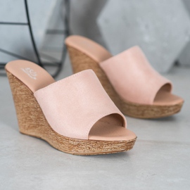 Small Swan Pantofole in pelle scamosciata chiara rosa 2