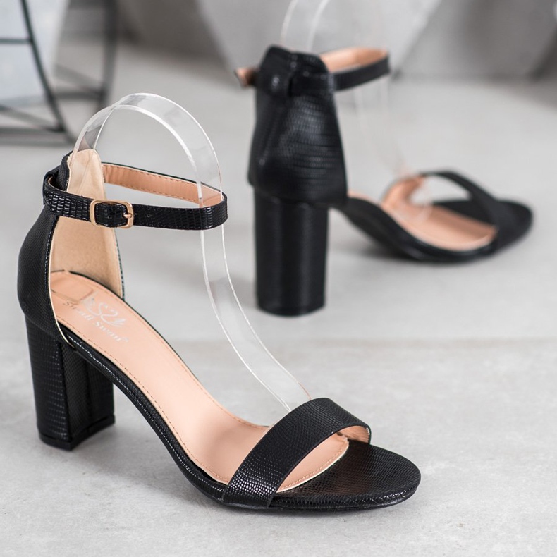 Small Swan Sandali eleganti con tacco alto nero 1