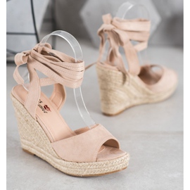 Yes Mile Sandali con zeppa annodati beige 2