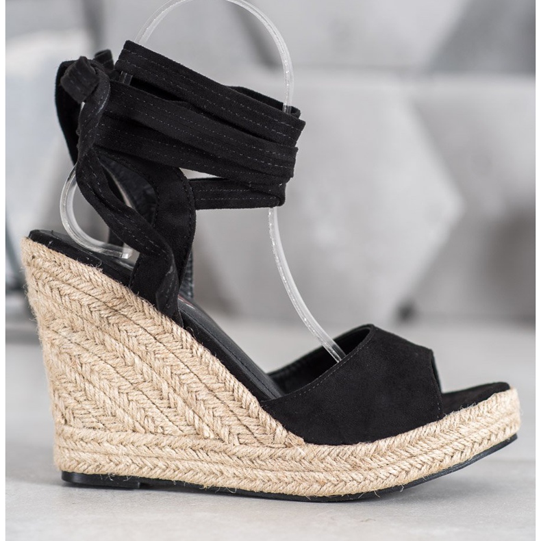 Yes Mile Sandali con zeppa annodati nero 1