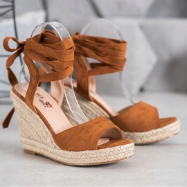 Yes Mile Sandali con zeppa annodati marrone 1