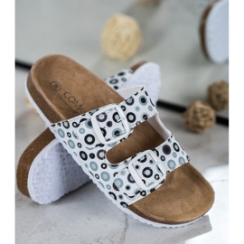 SHELOVET Comode pantofole fantasia bianca nero grigio 1