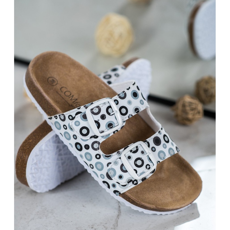 SHELOVET Comode pantofole fantasia bianca nero grigio 1