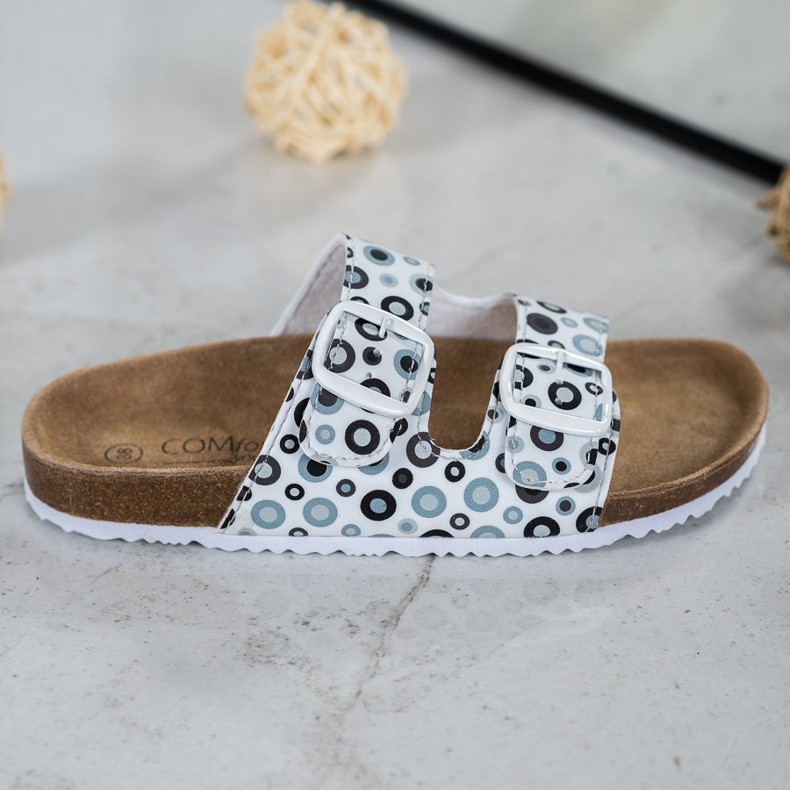 SHELOVET Comode pantofole fantasia bianco nero grigio 2