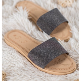 Small Swan Pantofole Con Glitter nero multicolore 1