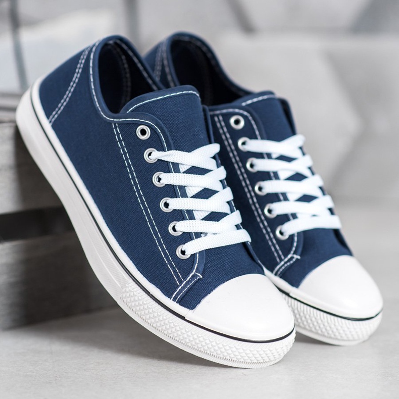 SHELOVET Sneakers classiche allacciate blu navy 1