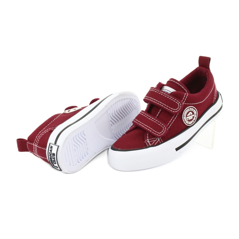 American Club Sneaker in velcro Burgundy American LH39 rosso 3