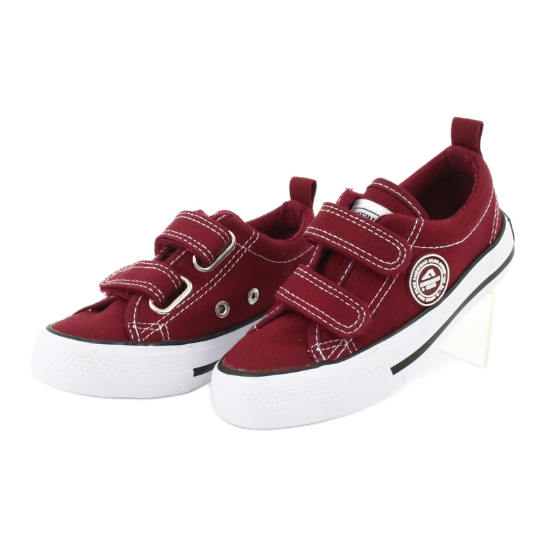 American Club Sneaker in velcro Burgundy American LH39 rosso 2