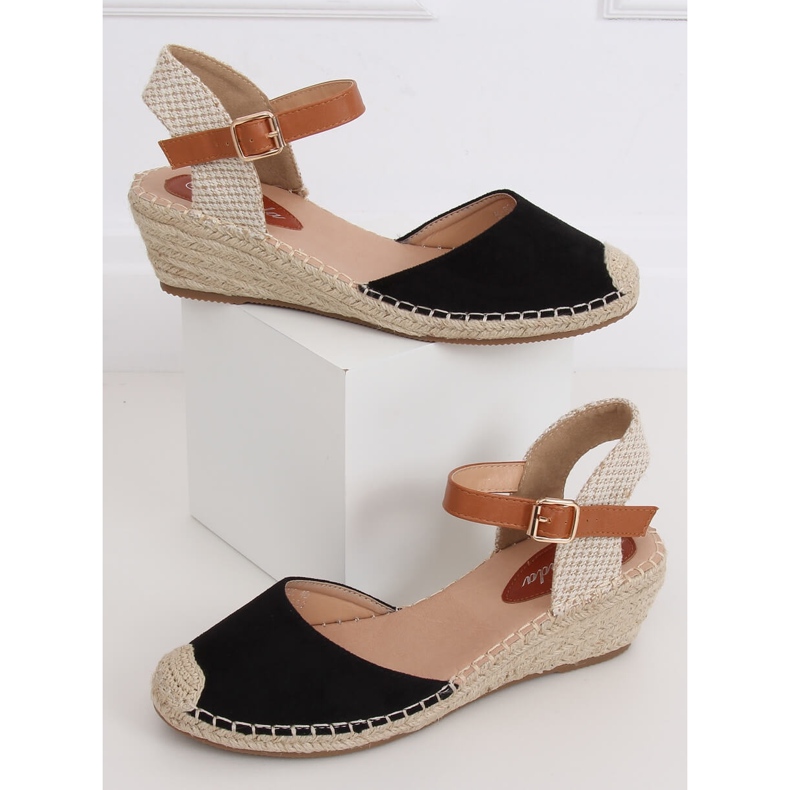 Espadrillas nere su zeppa S-820 Black nero 1