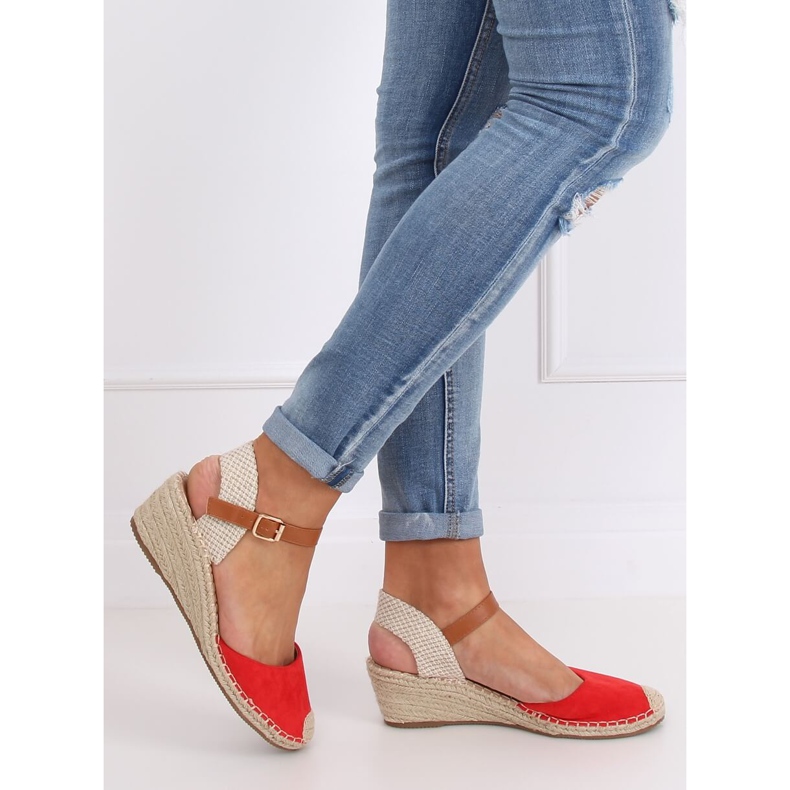 Espadrillas rosse su zeppe, rosse S-820 Red rosso 2