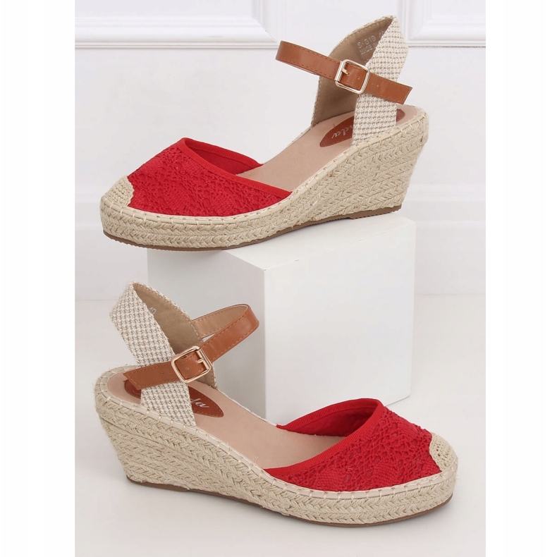 Espadrillas rosse su zeppe, rosse S-819 Red rosso 1