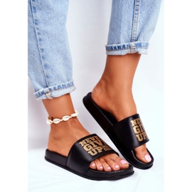 ADY Pantofole da donna Never Give Up Gold Black nero giallo 1