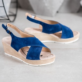 Filippo Sandali in pelle leggera blu 1