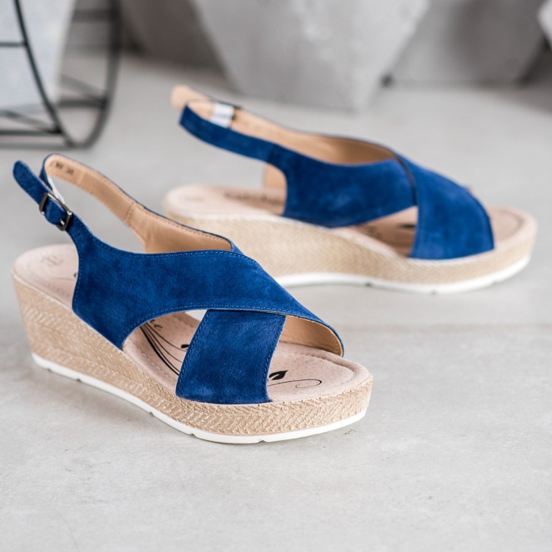 Filippo Sandali in pelle leggera blu 1