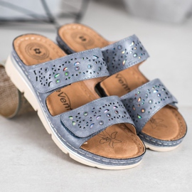 Evento Comode pantofole in velcro blu 1