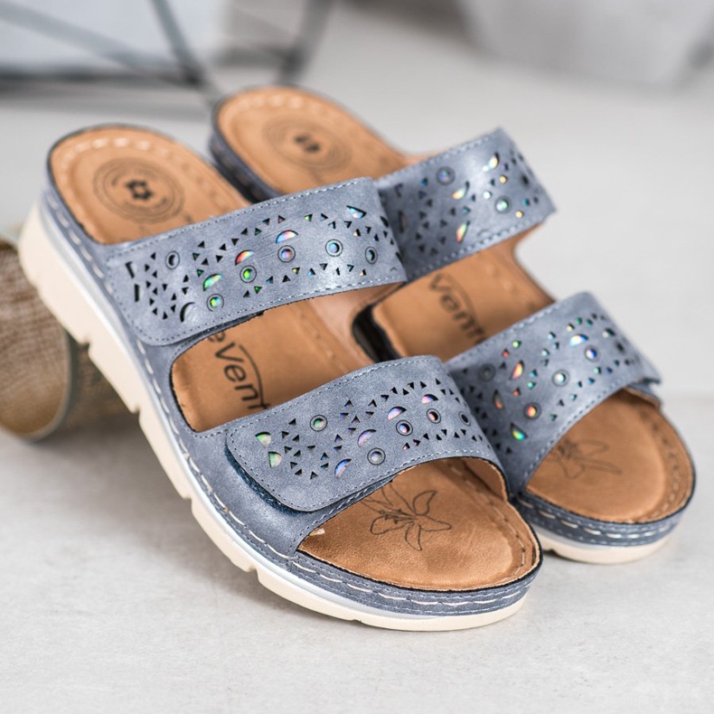 Evento Comode pantofole in velcro blu 1