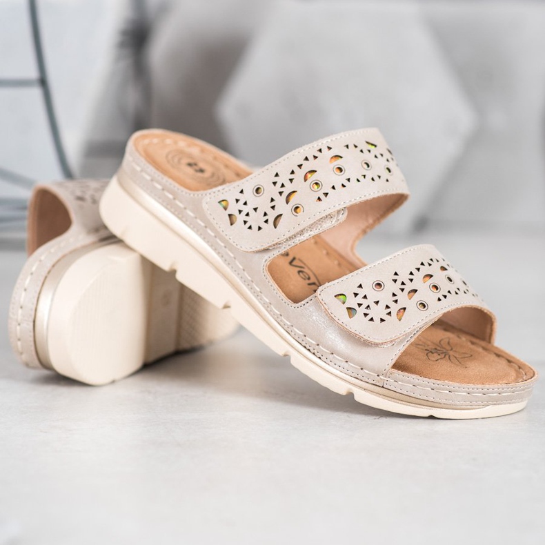 Evento Comode pantofole in velcro marrone 2