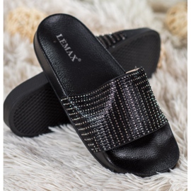 Lemax Pantofole Nere Con Cubic Zirconia nero 1