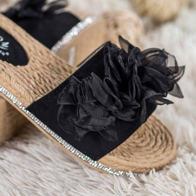 Small Swan Pantofole Con Ornamento nero 1