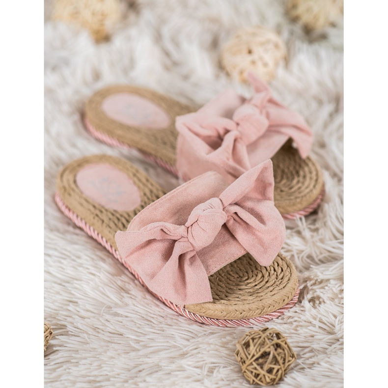 Small Swan Pantofole alla moda con fiocco rosa 1